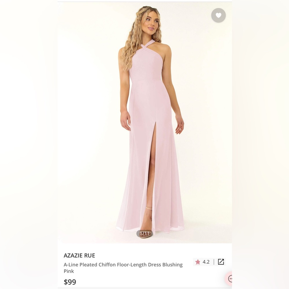 Azazie Rue bridesmaid dress - blushing pink, size A2.